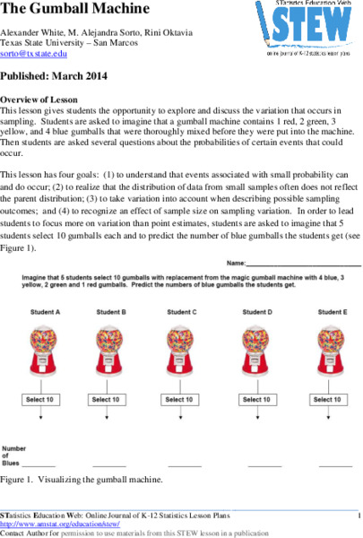 The Gumball Machine Lesson Plan