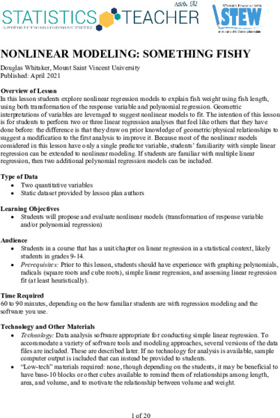 Nonlinear Modeling: Something Fishy Lesson Plan