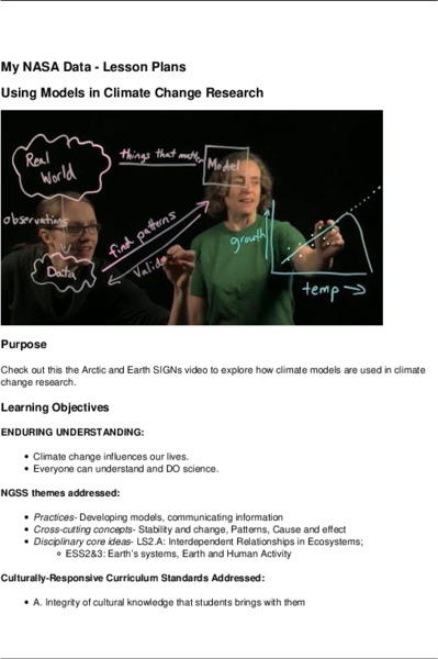 Using Models in Climate Change Research Lesson Plan