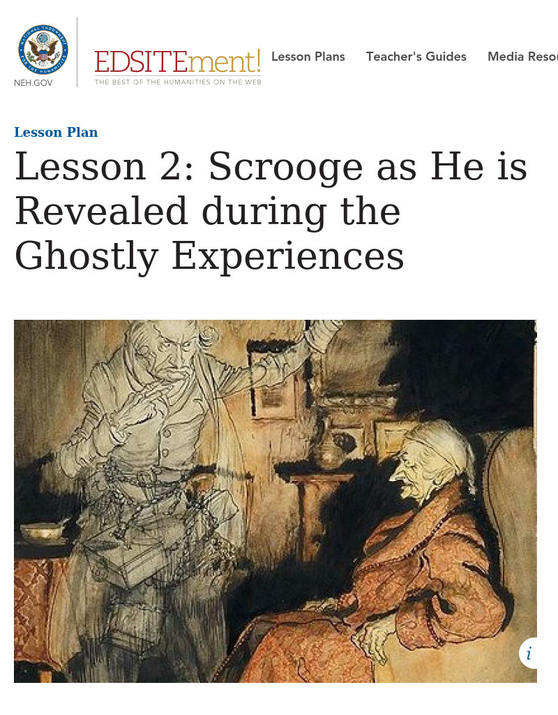 Scrooge as He is Revealed during the Ghostly Experiences Lesson Plan