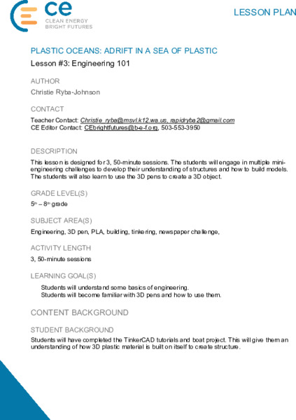 Engineering 101 Lesson Plan