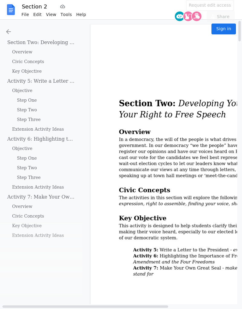 Developing Your Voice and Your Right to Free Speech Activity