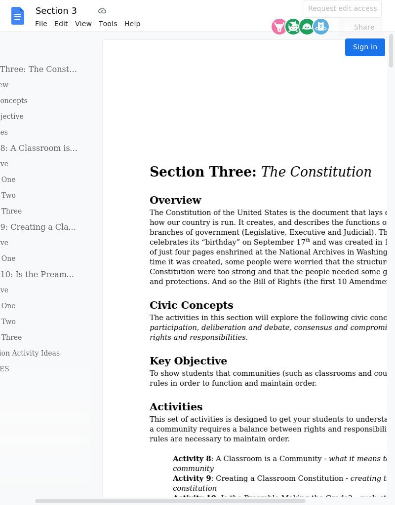 The Constitution Activity