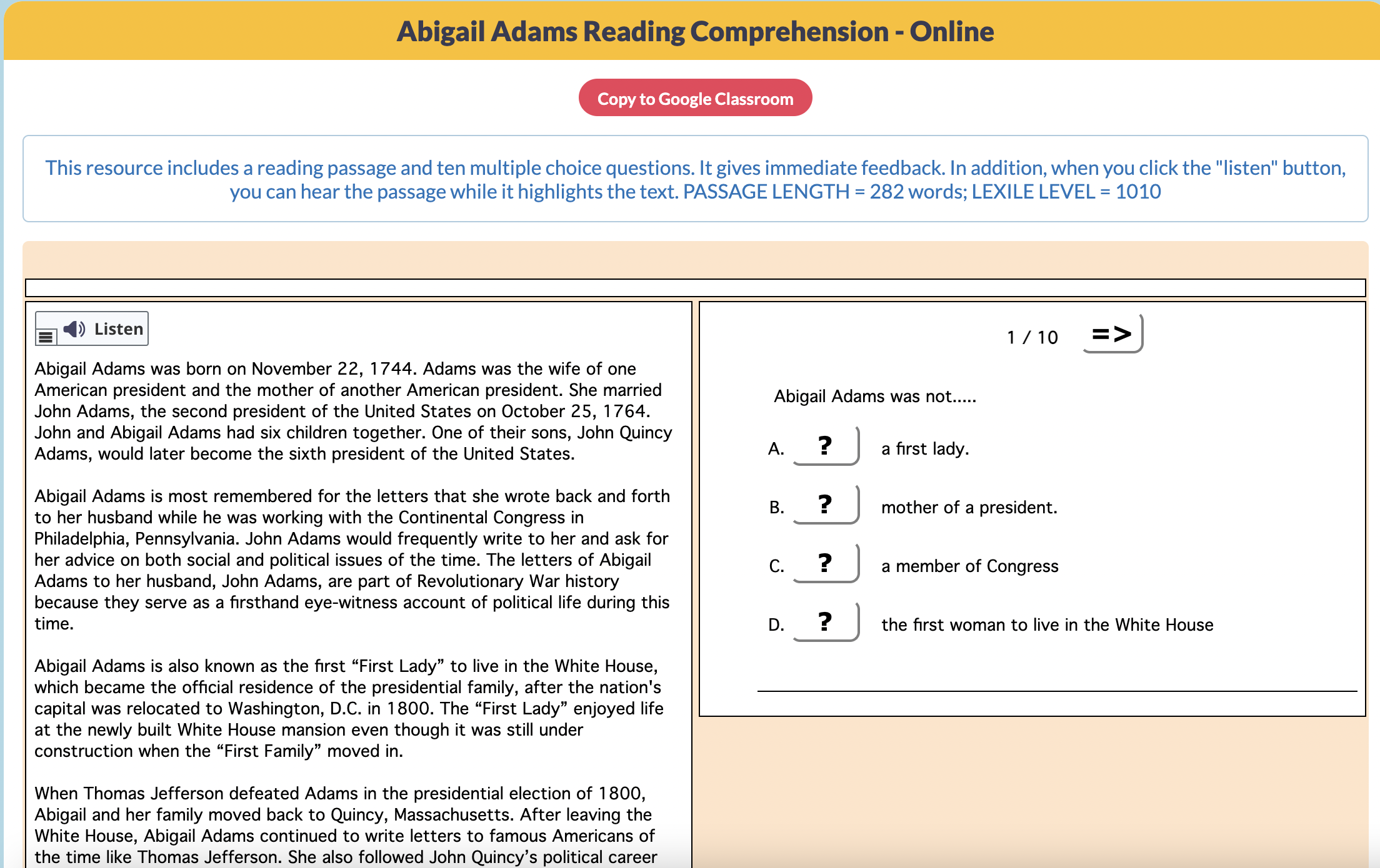 Abigail Adams Interactive