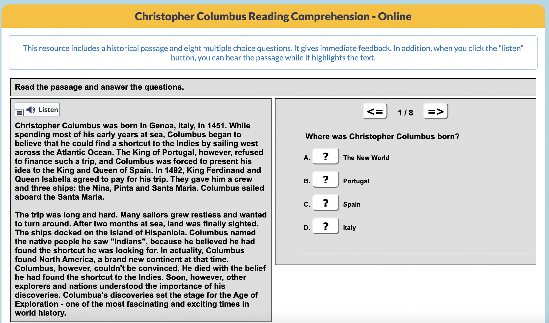Christopher Columbus Interactive