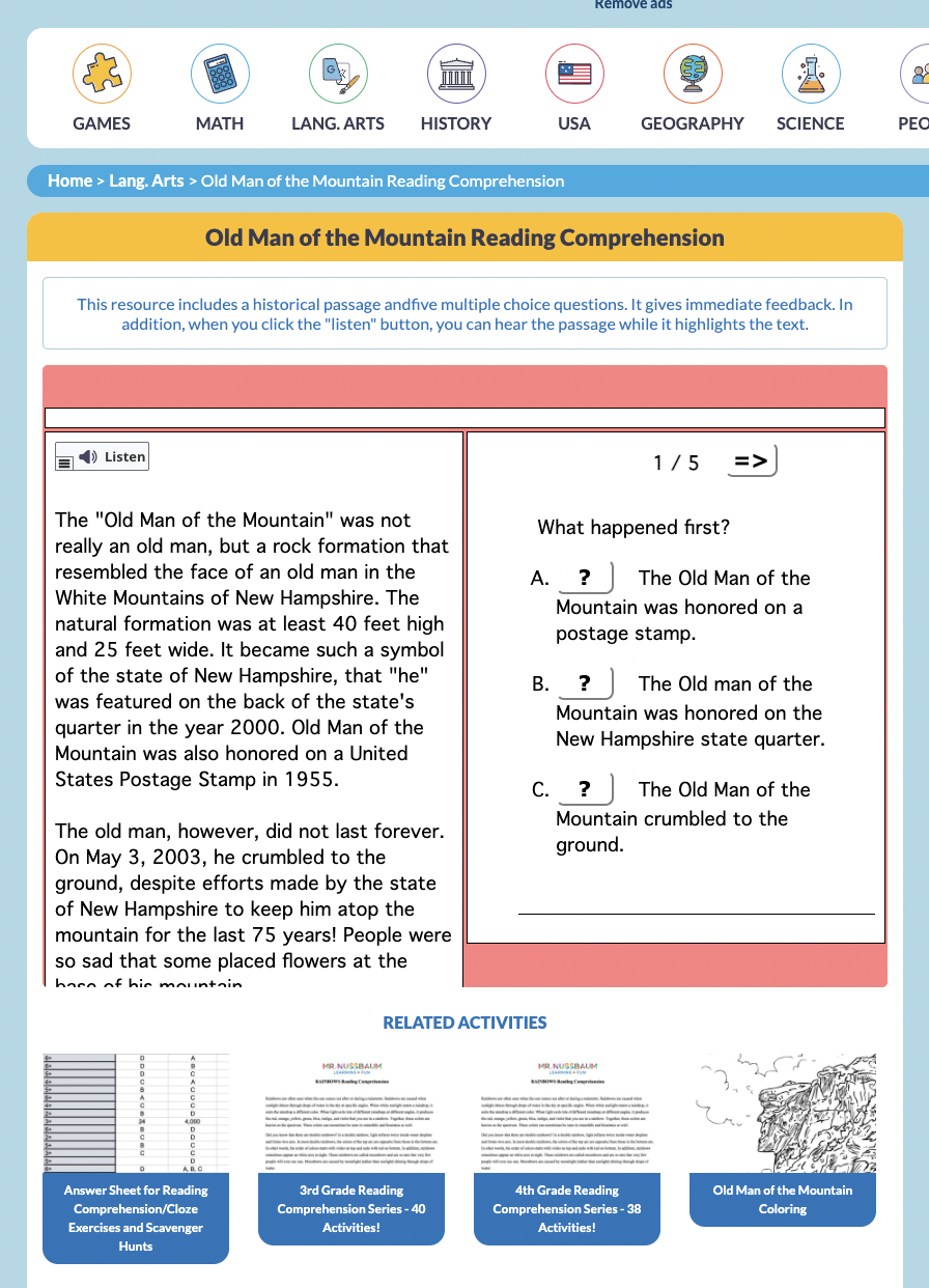 Old Man of the Mountain Interactive