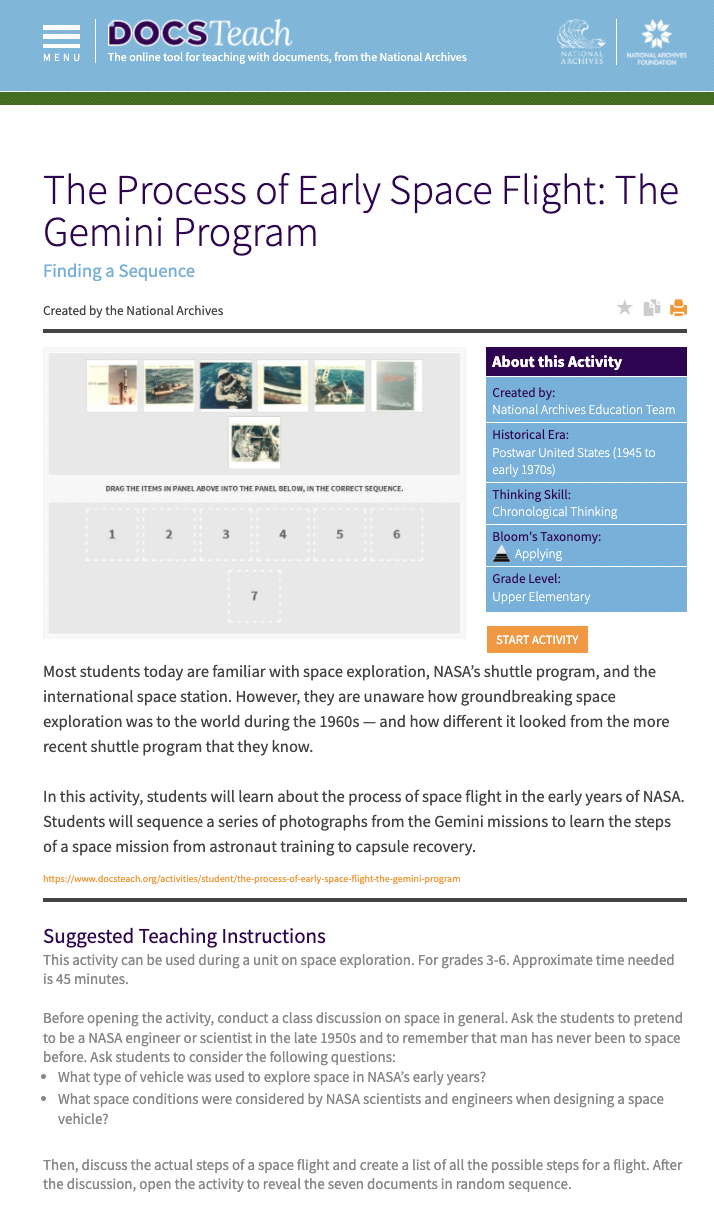 The Process of Early Space Flight: The Gemini Program Interactive