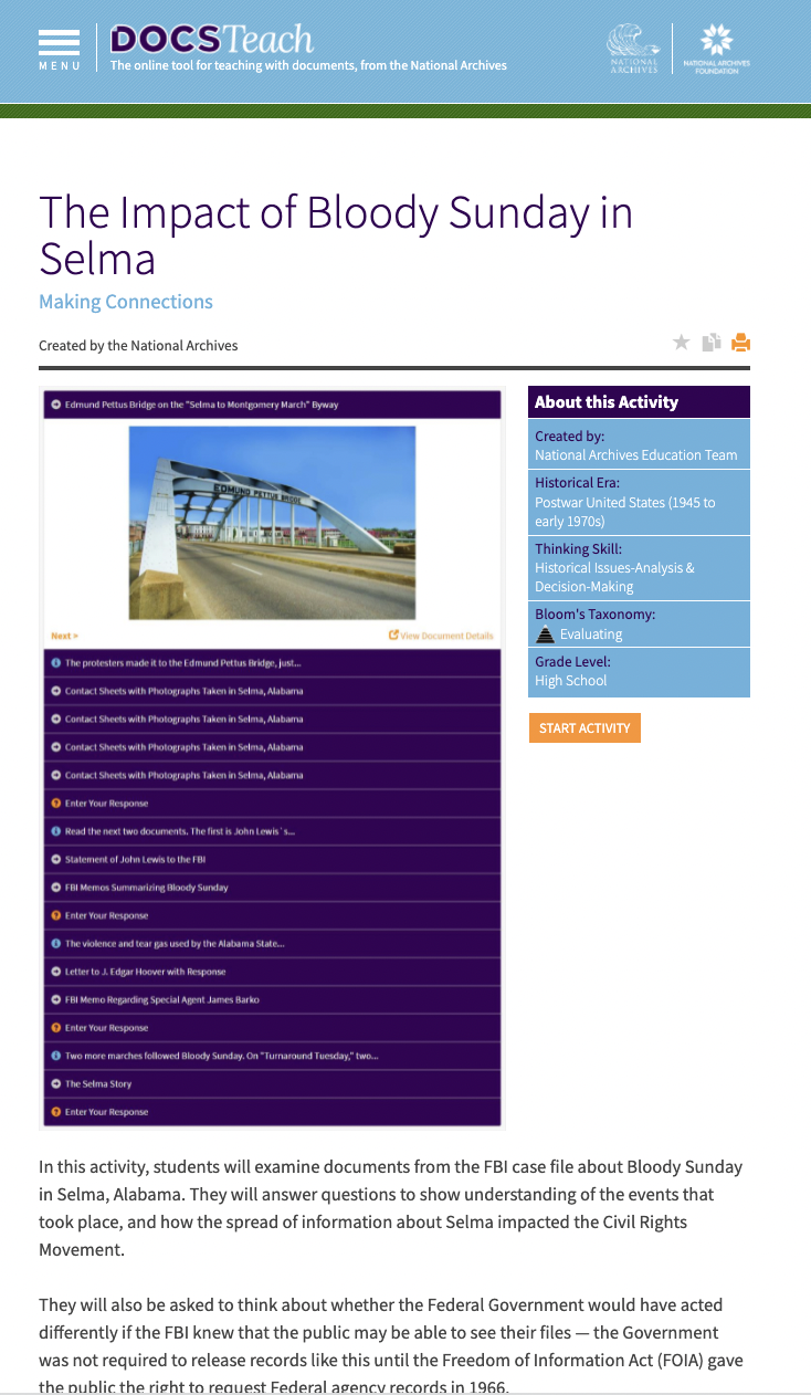 The Impact of Bloody Sunday in Selma Interactive