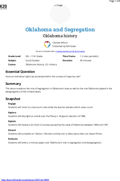 Oklahoma and Segregation Lesson Plan
