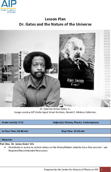 Dr. Gates and the Nature of the Universe Lesson Plan