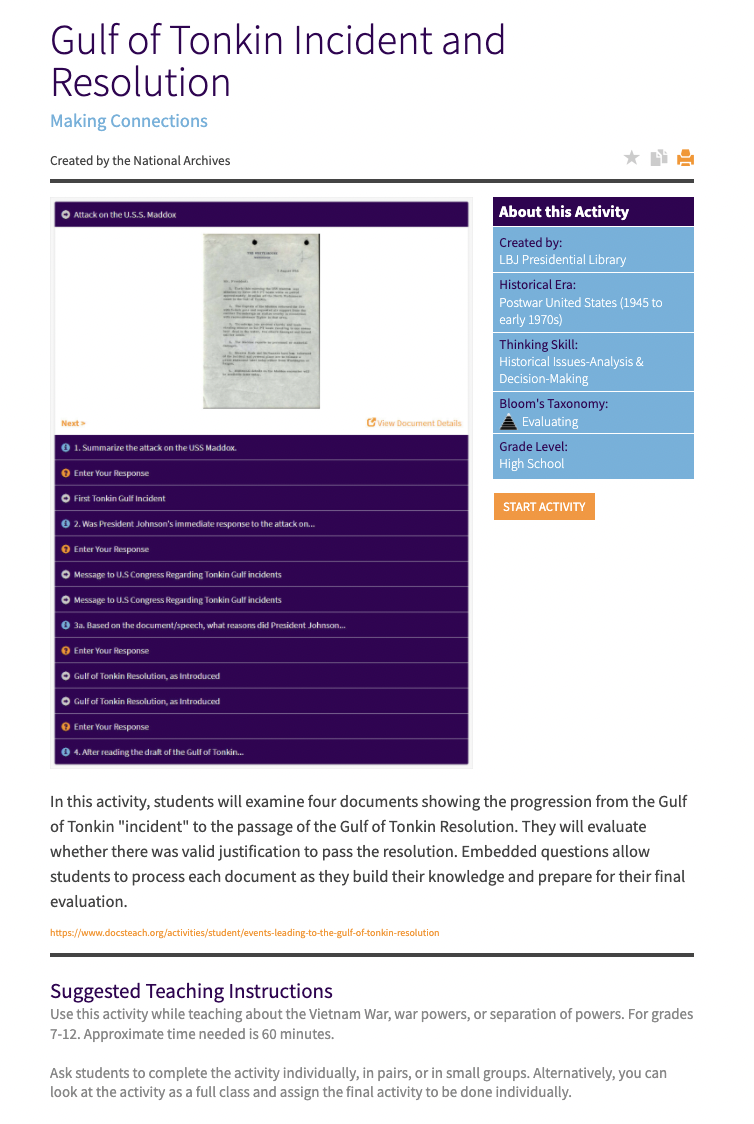 Gulf of Tonkin Incident and Resolution Interactive