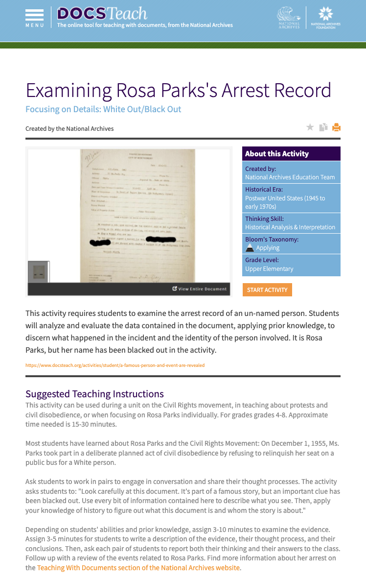 Examining Rosa Parks's Arrest Record Interactive