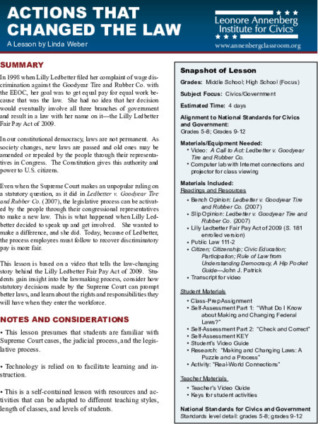 Actions that Changed the Law Lesson Plan