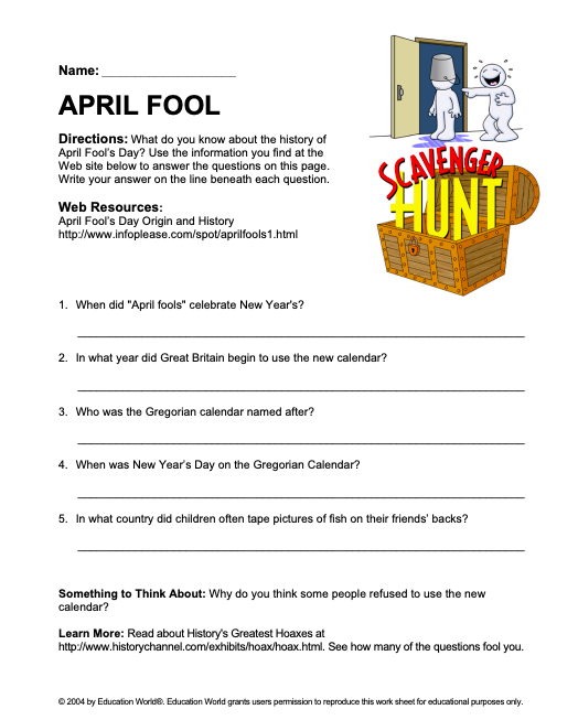April Fool! Scavenger Hunt Activity