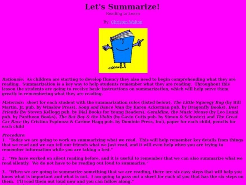 Let's Summarize! Lesson Plan