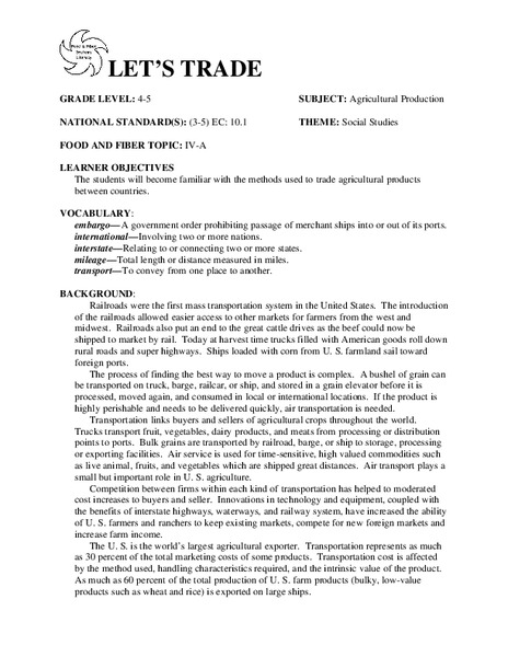 LET'S TRADE Lesson Plan