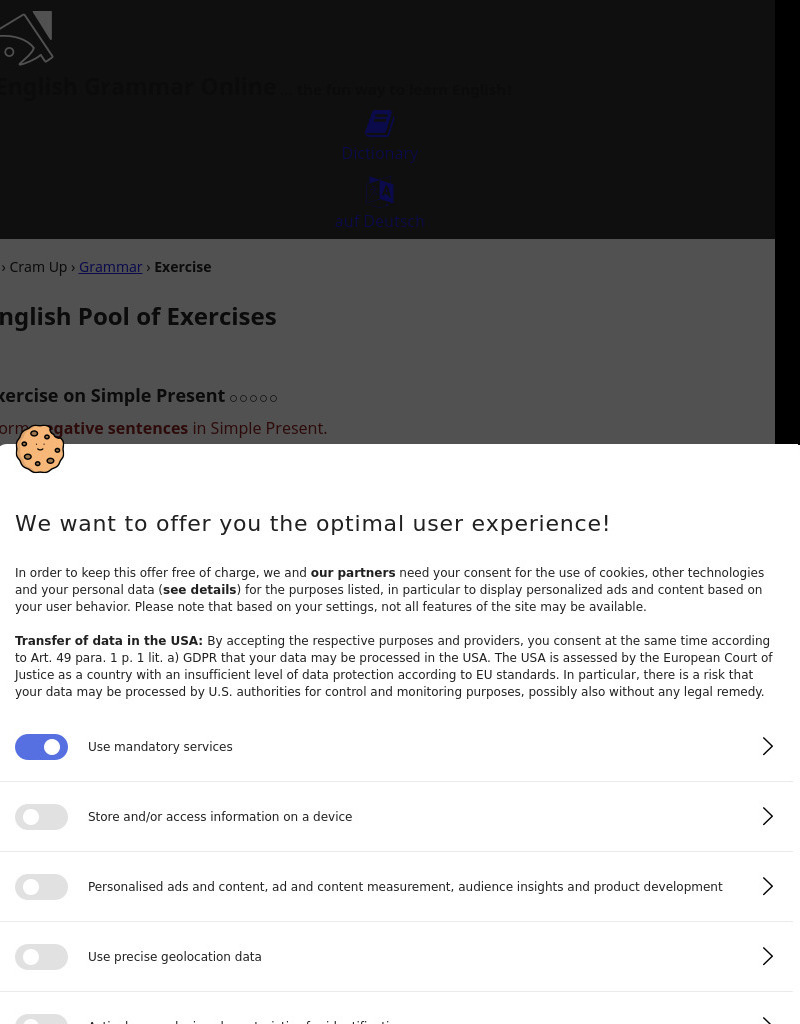 Simple Present Tense-Negative Sentences Interactive