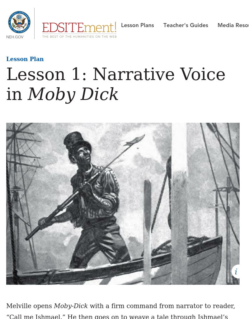Narrative Voice in Moby Dick Lesson Plan
