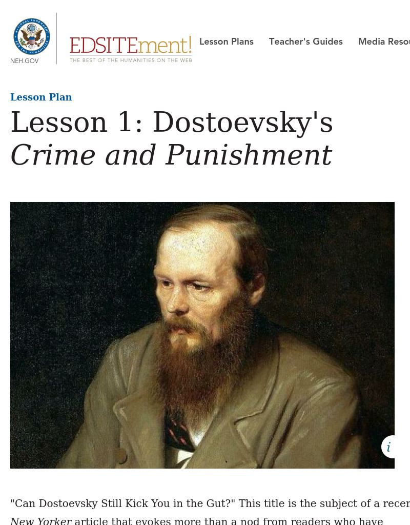 Dostoevsky's Crime and Punishment Lesson Plan