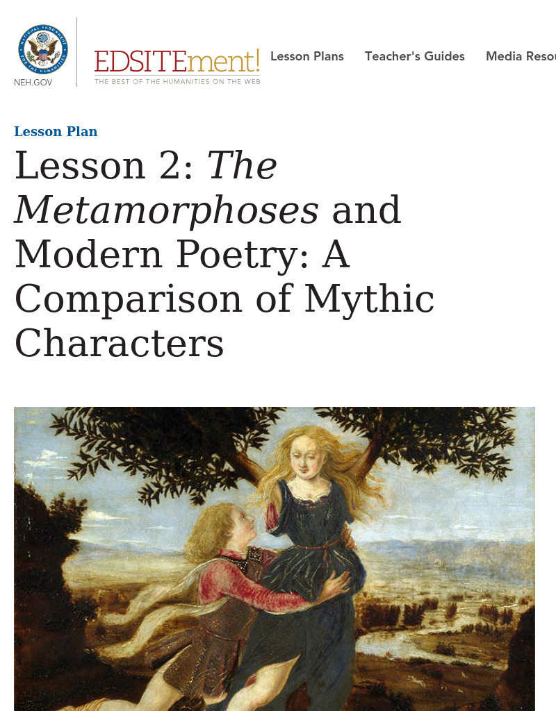 The Metamorphoses and Modern Poetry: A Comparison of Mythic Characters Lesson Plan