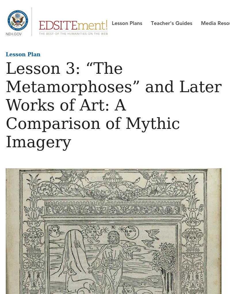 The Metamorphoses and Later Works of Art: A Comparison of Mythic Imagery Lesson Plan
