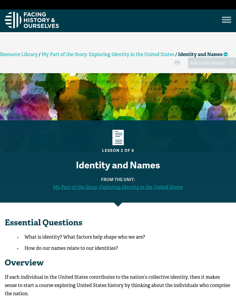 Identity and Names Lesson Plan