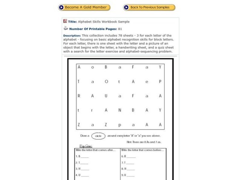 Letter a Worksheet