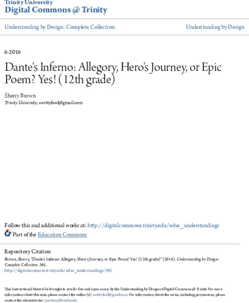 Dante's Inferno: Allegory, Hero's Journey, or Epic Poem? Yes! Unit Plan