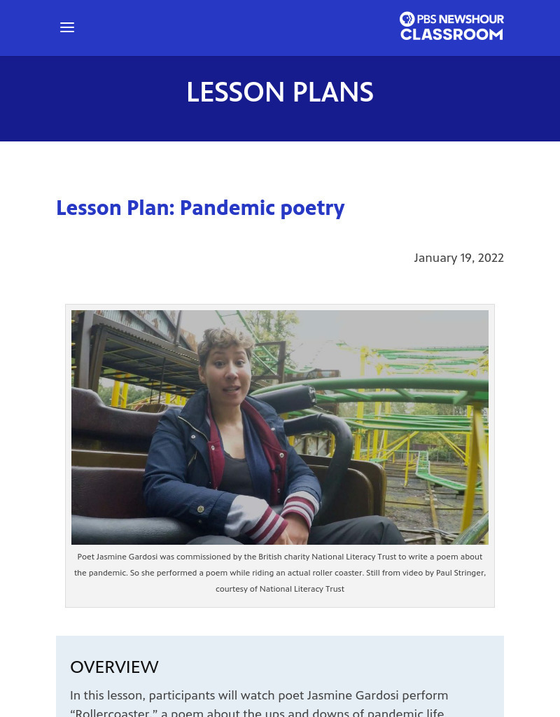 Pandemic Poetry Lesson Plan