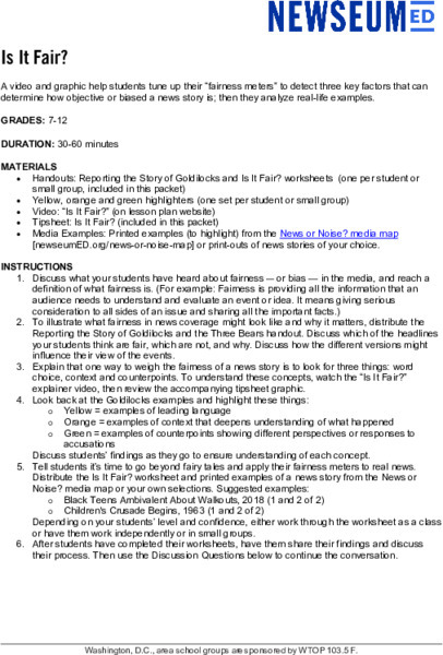 Is It Fair? Lesson Plan