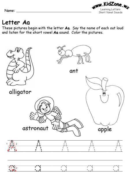Letter Aa Worksheet