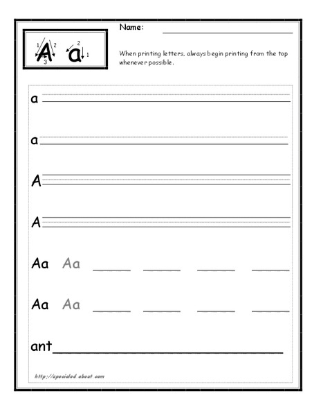 Letter Aa Practice Lesson Plan