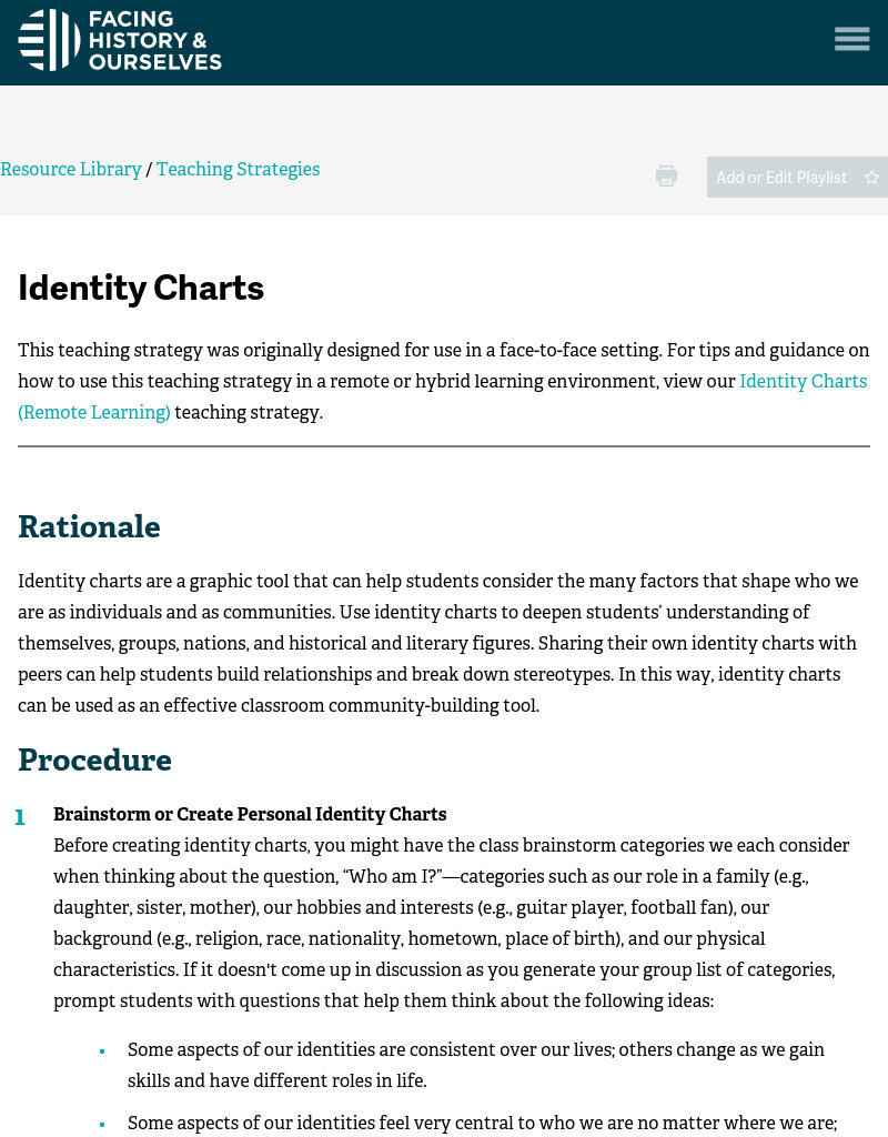 Identity Charts Activity