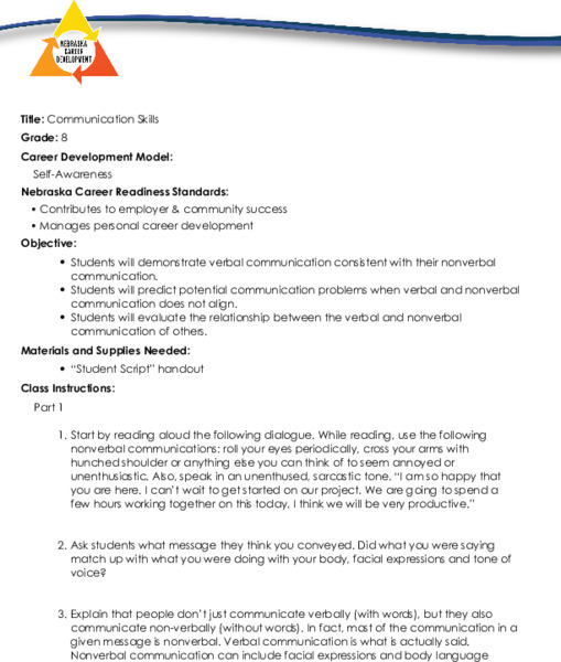 Communication Skills Lesson Plan