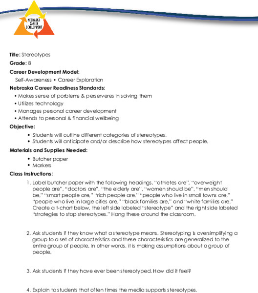 Stereotypes Lesson Plan