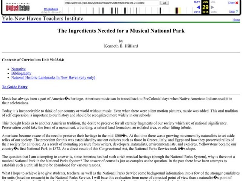The Ingredients Needed for a Musical National Park Lesson Plan