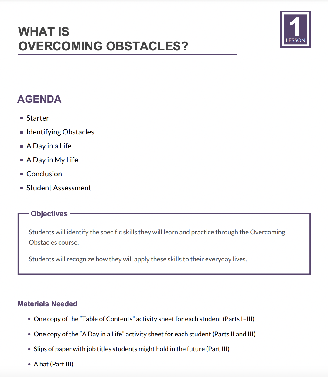 What Is Overcoming Obstacles? Lesson Plan