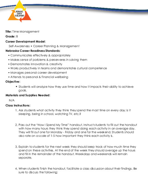 Time Management Lesson Plan