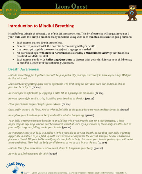 Introduction to Mindful Breathing Activity