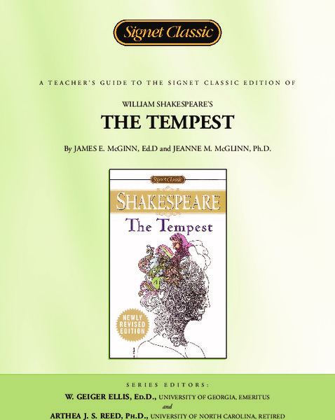 A Teacher's Guide to the Signet Classic Edition of William Shakespeare's The Tempest Study Guide