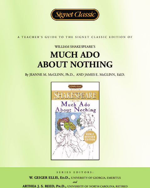 A Teacher's Guide to the Signet Classic Edition of William Shakespeare's Much Ado About Nothing Study Guide