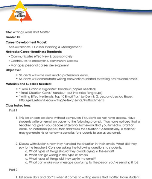 Writing Emails That Matter Lesson Plan