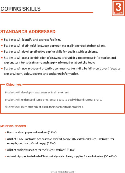 Coping Skills Lesson Plan