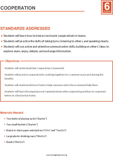 Cooperation Lesson Plan