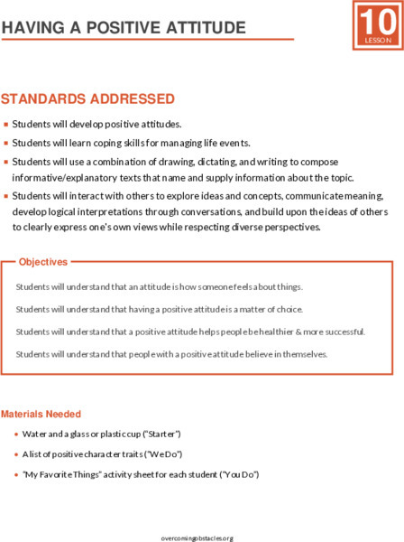 Having a Positive Attitude Lesson Plan