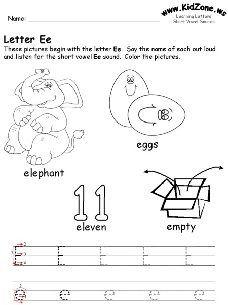 Letter E Worksheet
