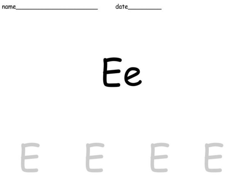 Letter E Worksheet
