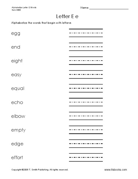 Letter Ee Worksheet