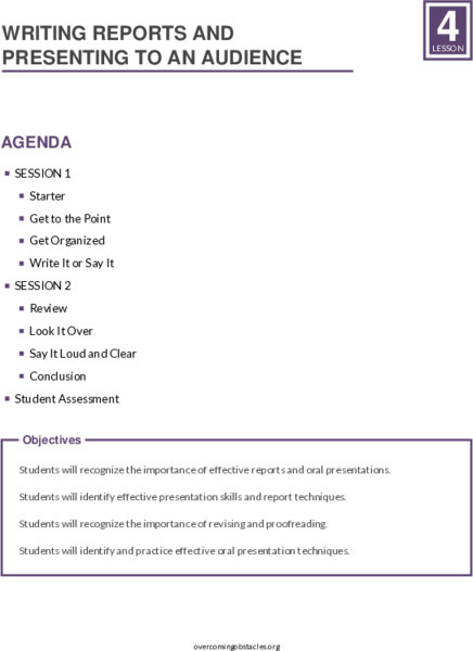 Writing Reports and Presenting to an Audience Lesson Plan