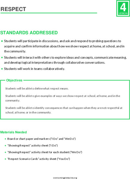 Respect Lesson Plan